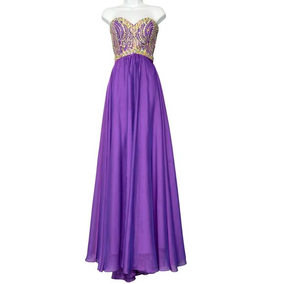 TONY BOWLS Paris Purple Jeweled Formal Prom Gown 114713 Size 6 - Picture 4 of 5